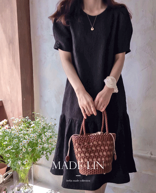 [베스트특가 8천원 할인]MADE LIN센느 자가드 퍼프소매 원피스[size:F(55~66)]