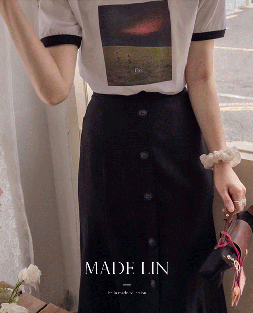 [베스트특가 5천원 할인]MADE LIN클로즌 썸머린넨 슈버튼 편안한 밴딩 귀요미핏 스커트[size:F,L(숏/롱)]