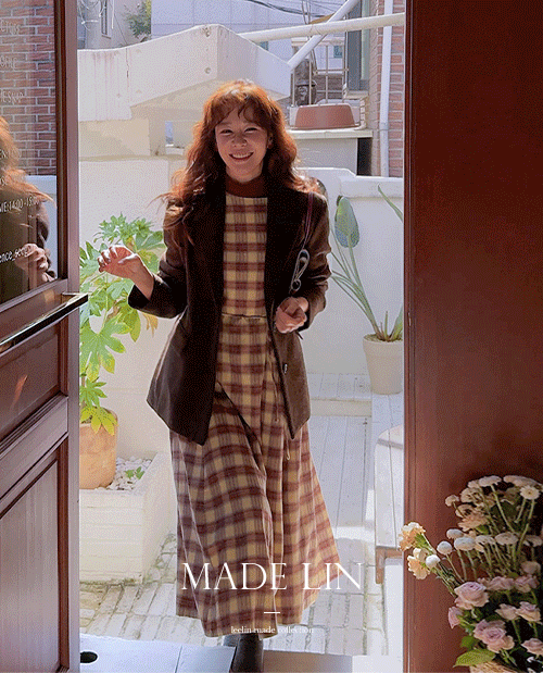 [베스트특가 5천원 할인]MADE LIN브헤이 언발숄더 체크 훌 원피스[size:S,M]