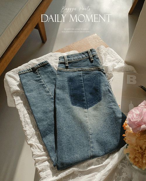 [기모] 미켈 페이크포켓 기모 보이핏 데님팬츠 [size:S,M,L,XL]