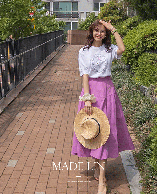 [베스트특가 3천원 할인]MADE LIN리미닝 소매핀턱 프린팅 티[size:F(55~66)]