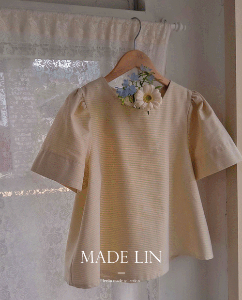 [베스트특가 4천원 할인]MADE LIN뉴크래딘 썸머파스텔 줄무늬 러블리 숄더샤링 블라우스[size:F,L]